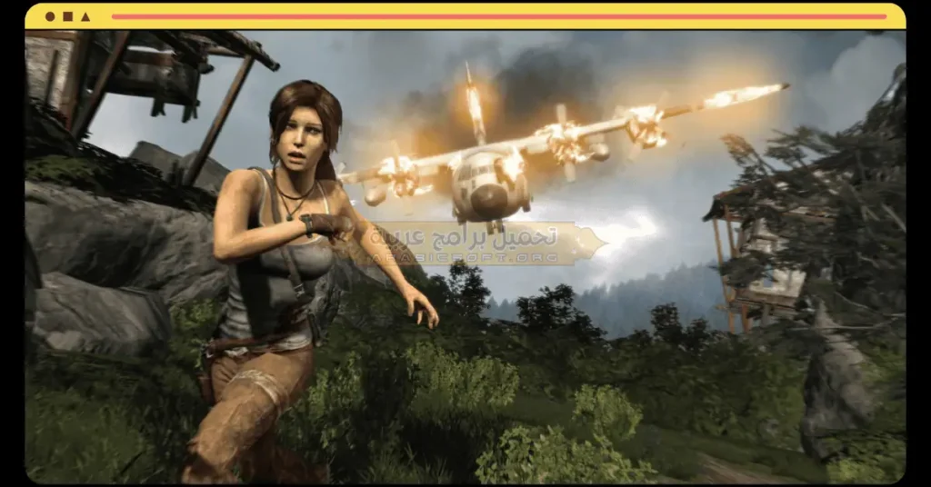 في هذه الصورة، تُنهي الفتاة مهمتها في لعبة تومب رايدر.