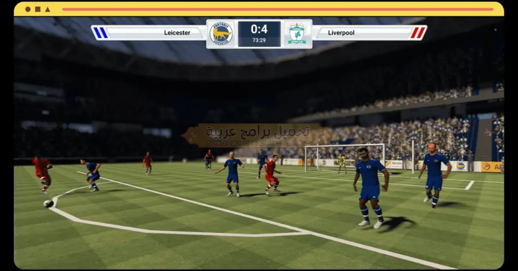 في هذه الصورة، يقوم اللاعب بضرب الكرة لتمريرها إلى لاعب آخر في لعبة دريم ليج سوكر 2020