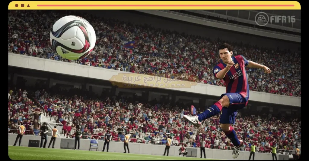 تُظهر هذه الصورة مرمى كرة القدم وهو يتحرك في الهواء في لعبة FIFA 16.