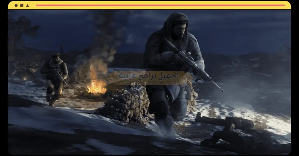 تُظهر هذه الصورة هجوم الأعداء على قاعدة عسكرية ليلاً