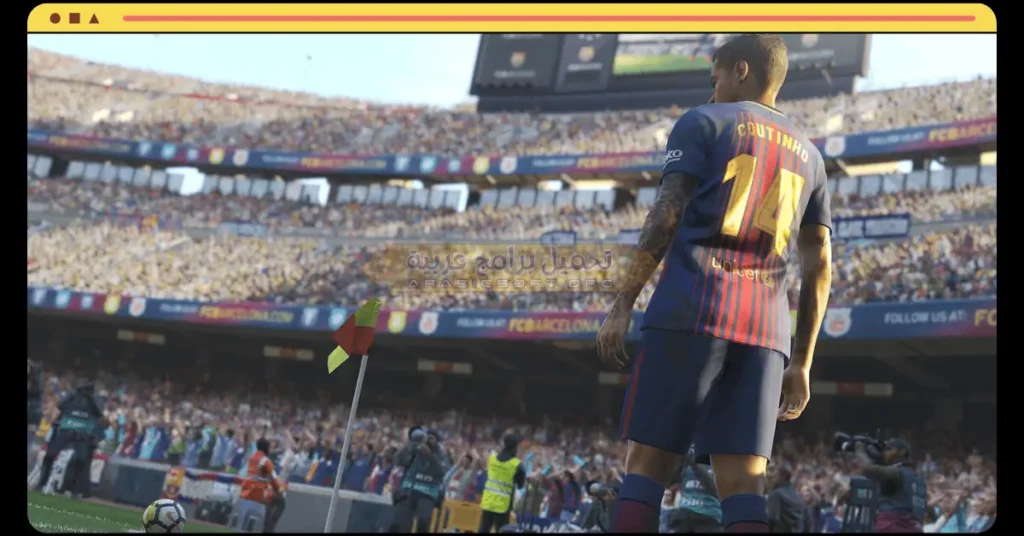 في هذه الصورة يظهر لاعب كرة القدم وهو يصوب نحو المرمى في لعبة PES 2019.