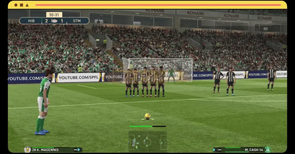 في هذه الصورة يظهر اللاعب وهو يسدد ركلات الجزاء في لعبة PES 2019.