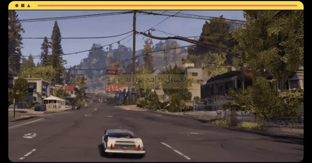 تُظهر هذه الصورة السيارة وهي تسير على الطريق السريع في لعبة GTA 9.