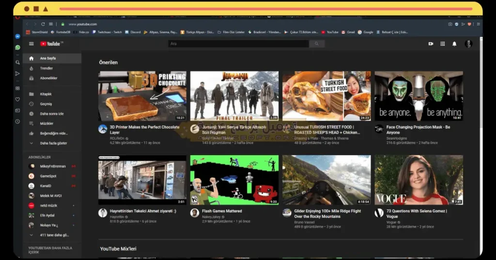 هذه الصورة توضح لوحة تحكم يوتيوب على الكمبيوتر.